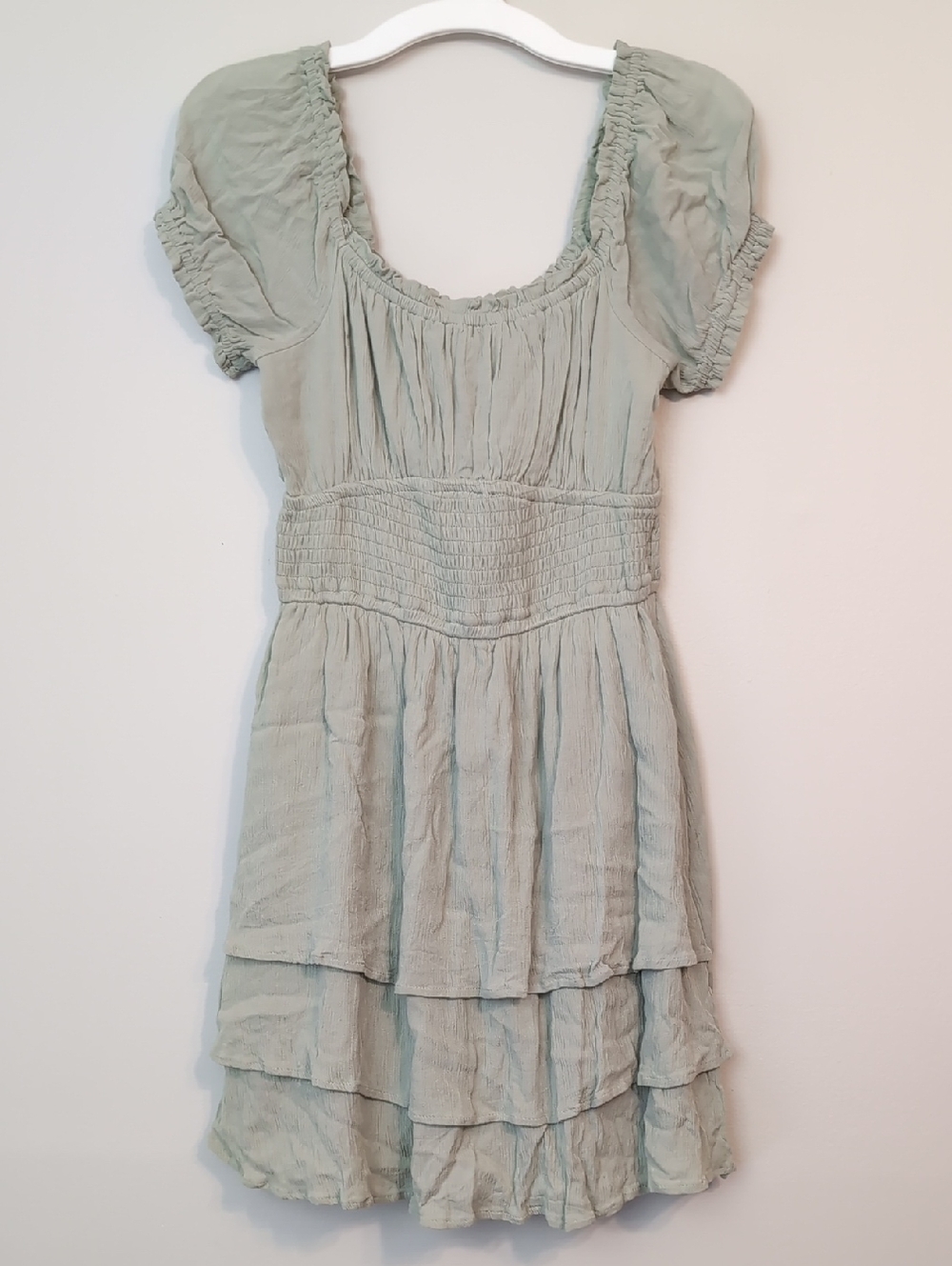 Hollister Small Sage Green Saidie On/Off Shoulder Skort / Tiered Sundress